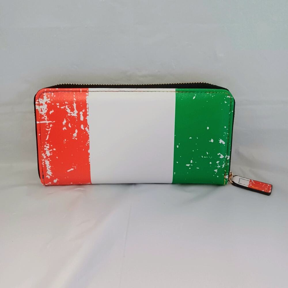 Italian Flag Paint Splatter Zip Around Wallet